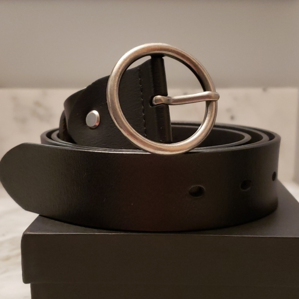 Genuine Leather Belt with Round Buckle-Never Worn